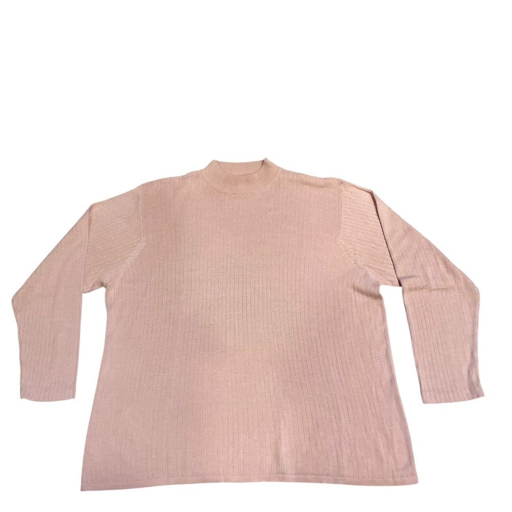 Bill blass vintage 100% silk women’s funnel neck pullover sweater pink size XL